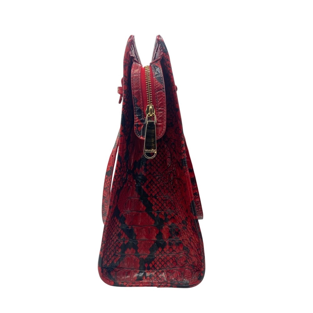 Brahmin Tia Shopper Bag Lipstick Ombre Melbourne Embossed Leather Tote Red Black - Picture 6 of 10